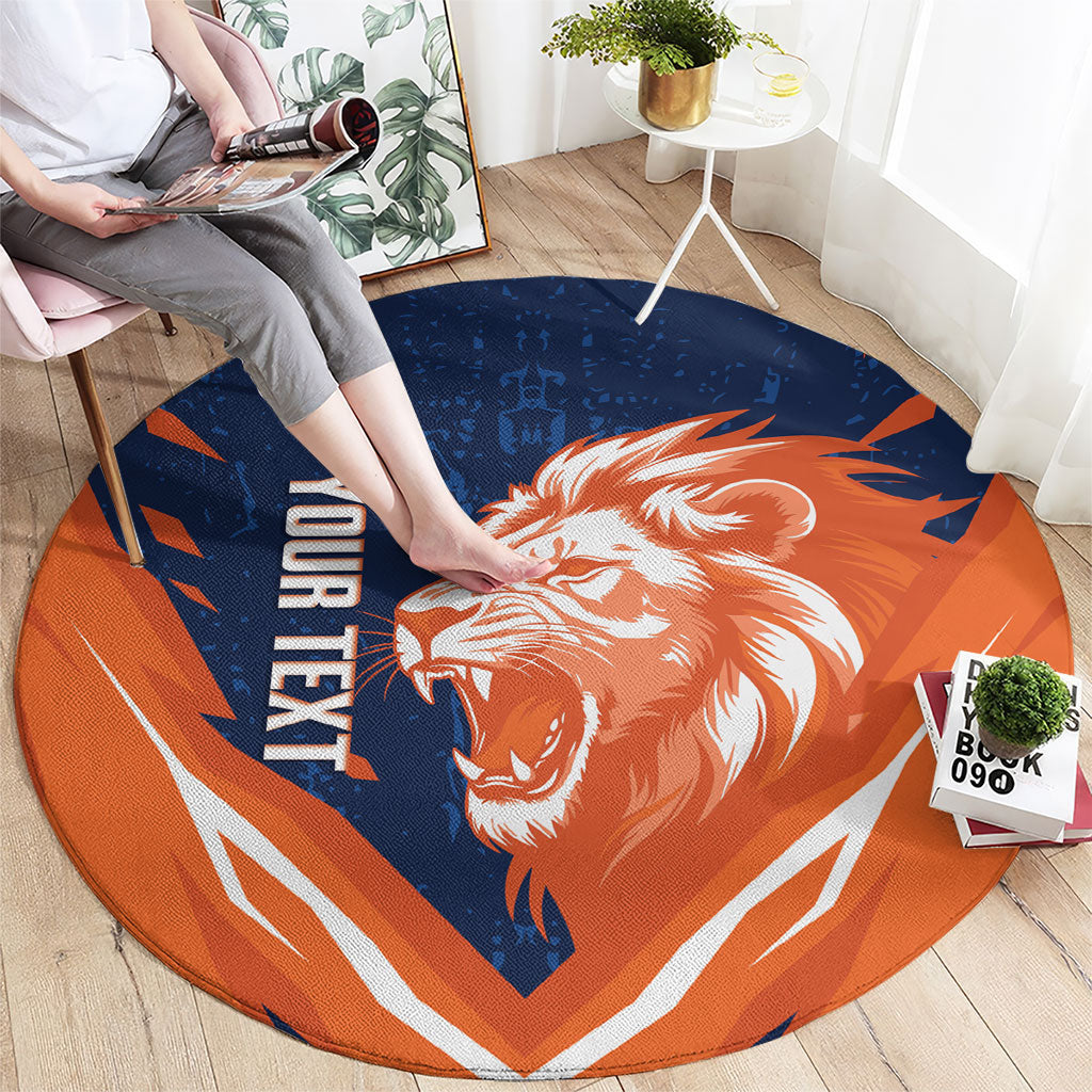 Custom Netherlands 2026 Football Round Carpet Go Oranje Majestic Lion