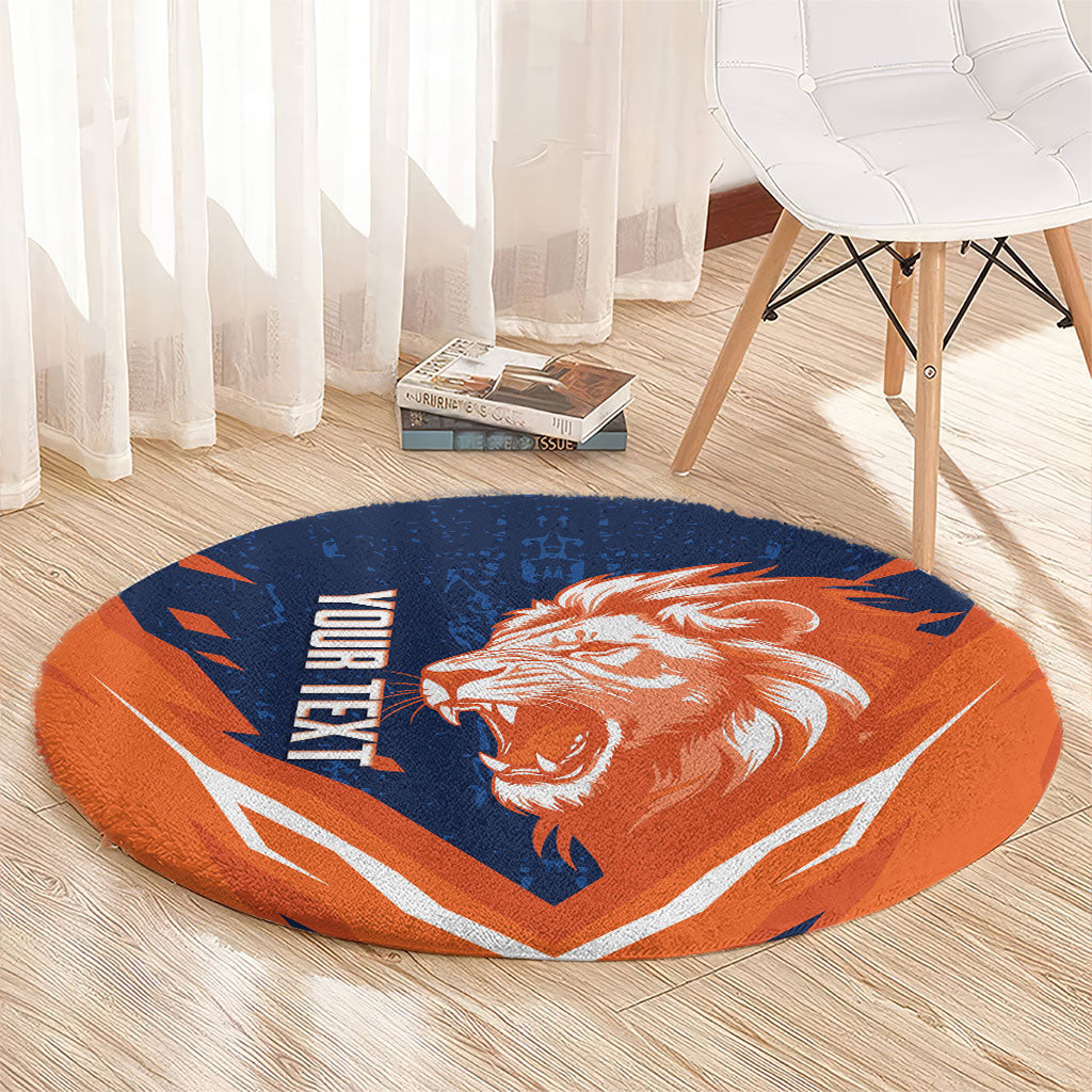 Custom Netherlands 2026 Football Round Carpet Go Oranje Majestic Lion