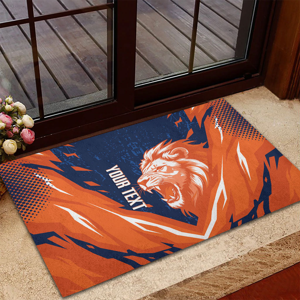 Custom Netherlands 2026 Football Rubber Doormat Go Oranje Majestic Lion