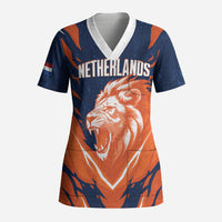 Custom Netherlands 2026 Football Scrub Top Go Oranje Majestic Lion