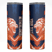 Custom Netherlands 2026 Football Skinny Tumbler Go Oranje Majestic Lion