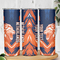 Custom Netherlands 2026 Football Skinny Tumbler Go Oranje Majestic Lion