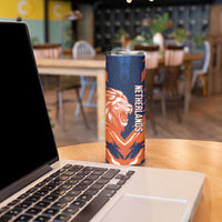 Custom Netherlands 2026 Football Skinny Tumbler Go Oranje Majestic Lion