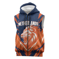Custom Netherlands 2026 Football Sleeveless Zip Hoodie Go Oranje Majestic Lion