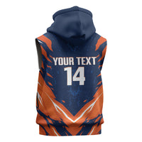 Custom Netherlands 2026 Football Sleeveless Zip Hoodie Go Oranje Majestic Lion