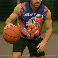 Custom Netherlands 2026 Football Sleeveless Zip Hoodie Go Oranje Majestic Lion