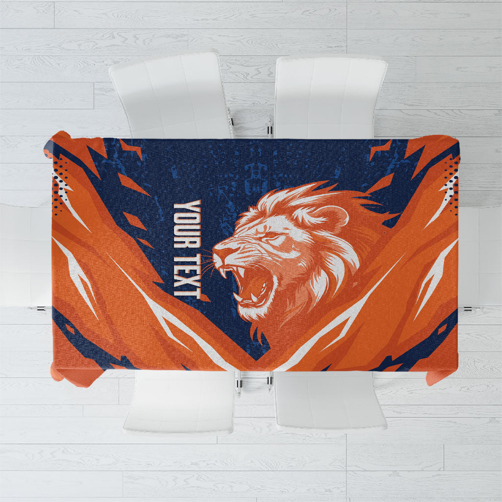 Custom Netherlands 2026 Football Tablecloth Go Oranje Majestic Lion