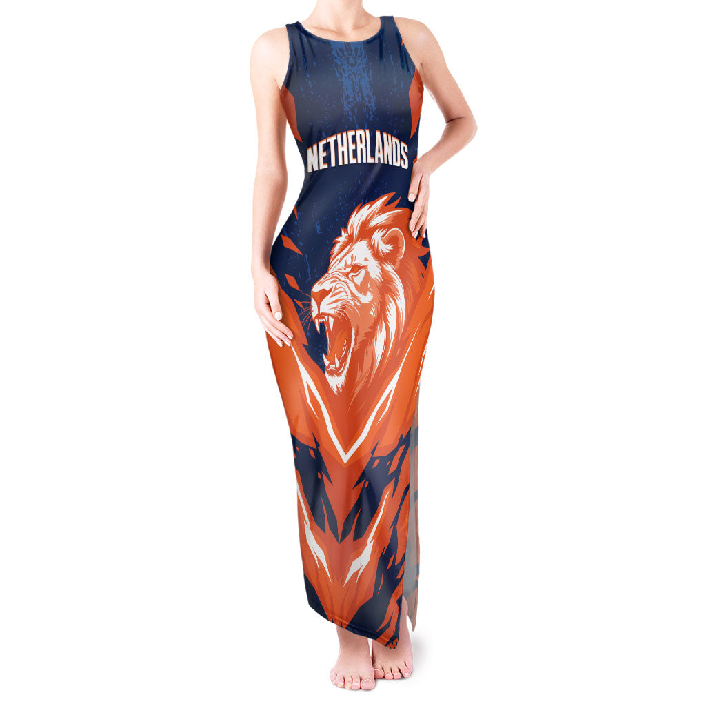 Custom Netherlands 2026 Football Tank Maxi Dress Go Oranje Majestic Lion