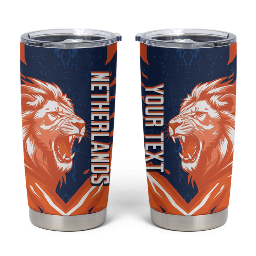 Custom Netherlands 2026 Football Tumbler Cup Go Oranje Majestic Lion