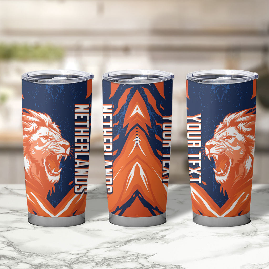 Custom Netherlands 2026 Football Tumbler Cup Go Oranje Majestic Lion