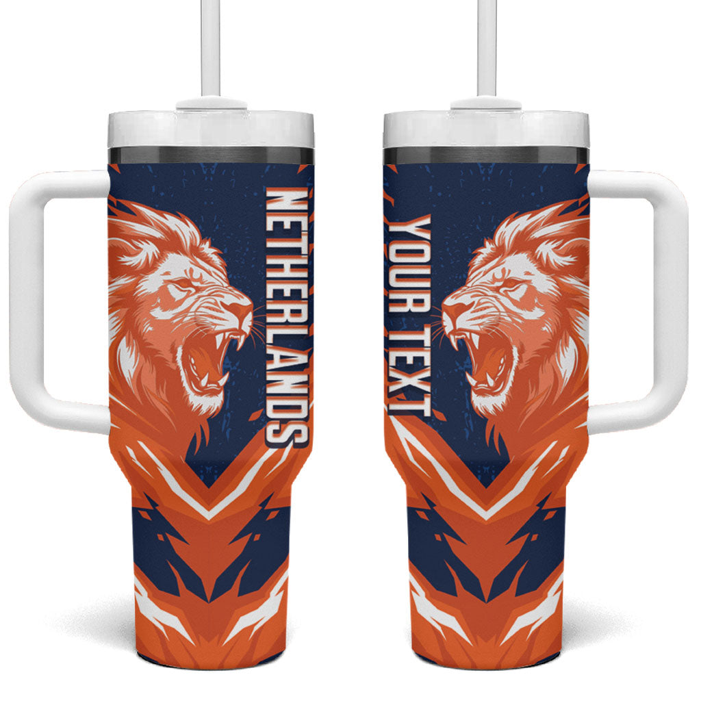 Custom Netherlands 2026 Football Tumbler With Handle Go Oranje Majestic Lion