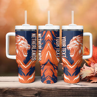 Custom Netherlands 2026 Football Tumbler With Handle Go Oranje Majestic Lion