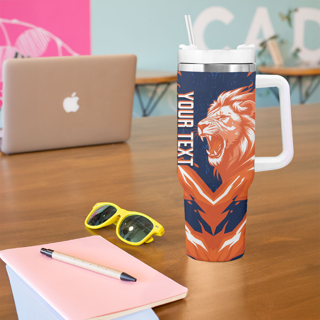Custom Netherlands 2026 Football Tumbler With Handle Go Oranje Majestic Lion