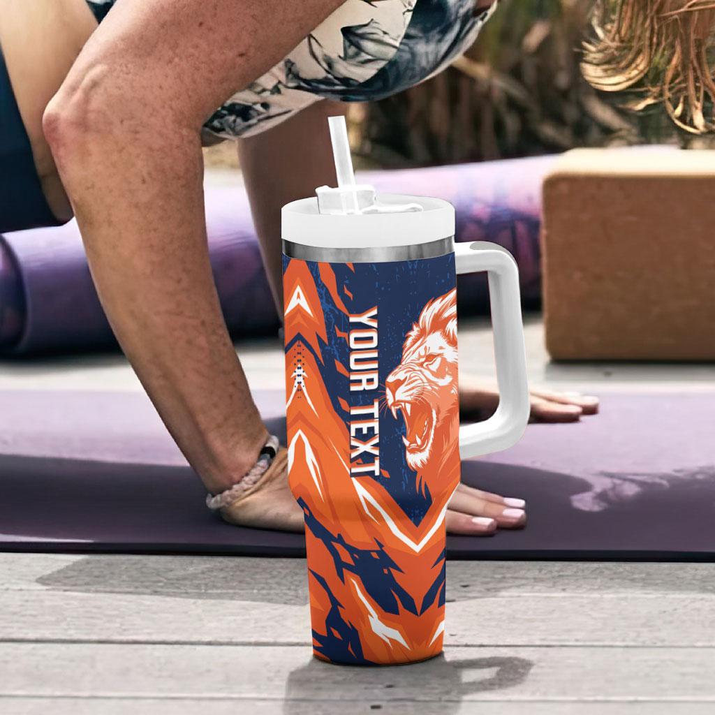 Custom Netherlands 2026 Football Tumbler With Handle Go Oranje Majestic Lion