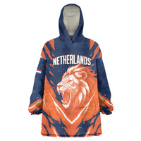 Custom Netherlands 2026 Football Wearable Blanket Hoodie Go Oranje Majestic Lion