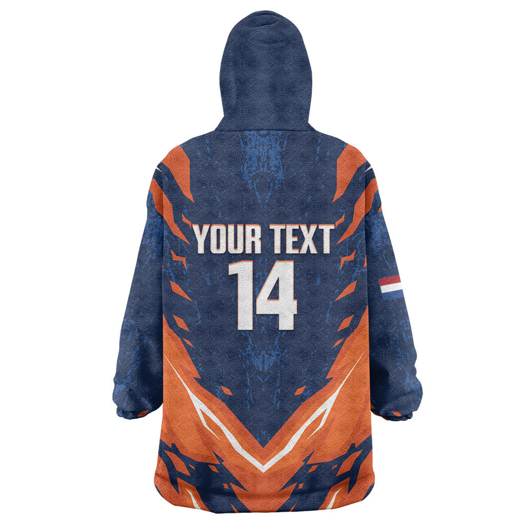 Custom Netherlands 2026 Football Wearable Blanket Hoodie Go Oranje Majestic Lion