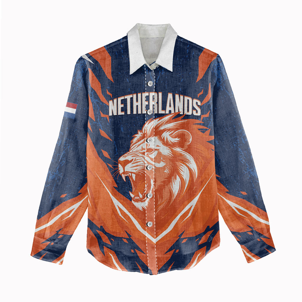 Custom Netherlands 2026 Football Women Casual Shirt Go Oranje Majestic Lion