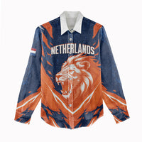 Custom Netherlands 2026 Football Women Casual Shirt Go Oranje Majestic Lion