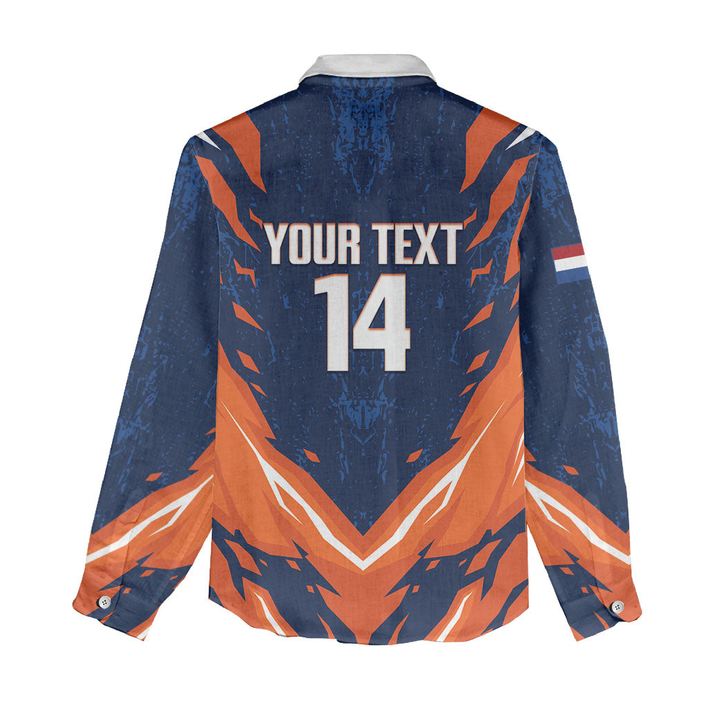 Custom Netherlands 2026 Football Women Casual Shirt Go Oranje Majestic Lion
