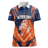 Custom Netherlands 2026 Football Women Polo Shirt Go Oranje Majestic Lion