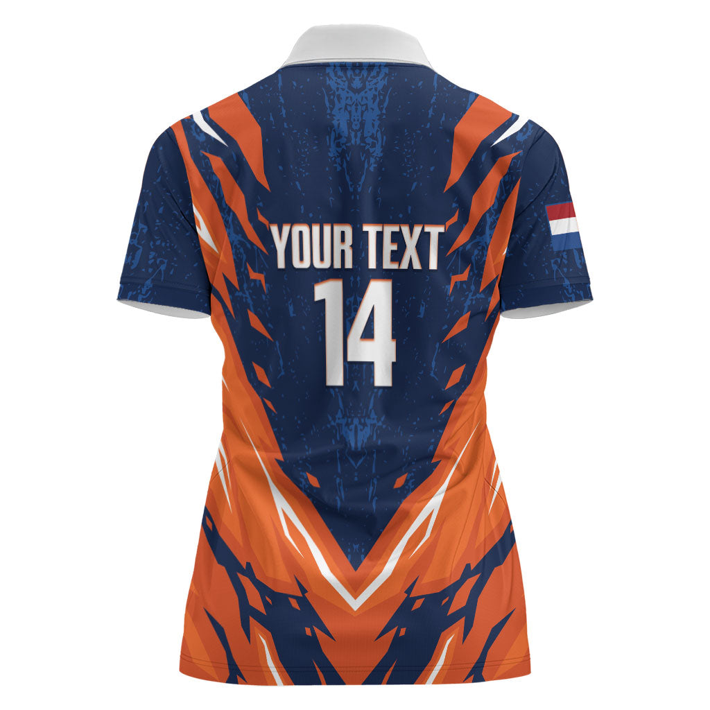 Custom Netherlands 2026 Football Women Polo Shirt Go Oranje Majestic Lion