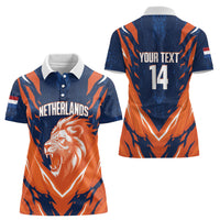 Custom Netherlands 2026 Football Women Polo Shirt Go Oranje Majestic Lion