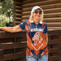 Custom Netherlands 2026 Football Women Polo Shirt Go Oranje Majestic Lion