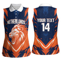 Custom Netherlands 2026 Football Women Sleeveless Polo Shirt Go Oranje Majestic Lion