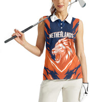 Custom Netherlands 2026 Football Women Sleeveless Polo Shirt Go Oranje Majestic Lion