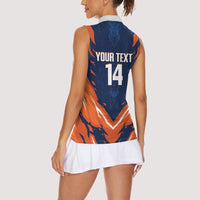Custom Netherlands 2026 Football Women Sleeveless Polo Shirt Go Oranje Majestic Lion