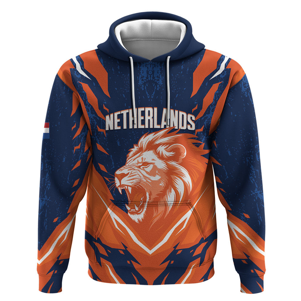 Custom Netherlands 2026 Football Zip Hoodie Go Oranje Majestic Lion