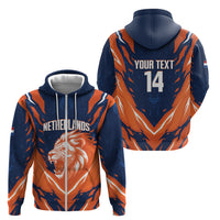 Custom Netherlands 2026 Football Zip Hoodie Go Oranje Majestic Lion