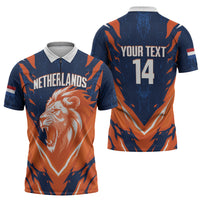 Custom Netherlands 2026 Football Zipper Polo Shirt Go Oranje Majestic Lion