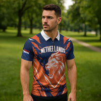 Custom Netherlands 2026 Football Zipper Polo Shirt Go Oranje Majestic Lion