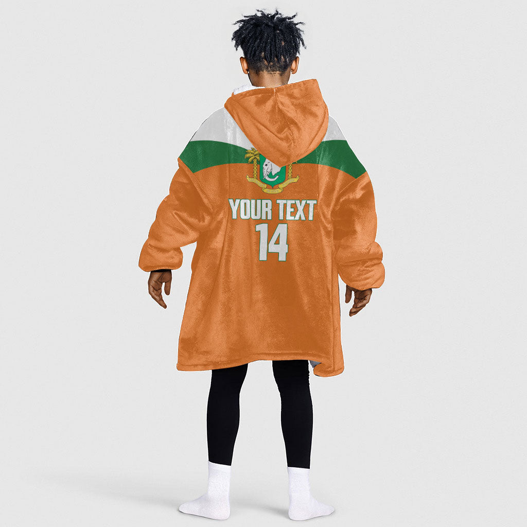 Custom Cote d'Ivoire 2026 Football Kid Wearable Blanket Hoodie Allez Les Elephant