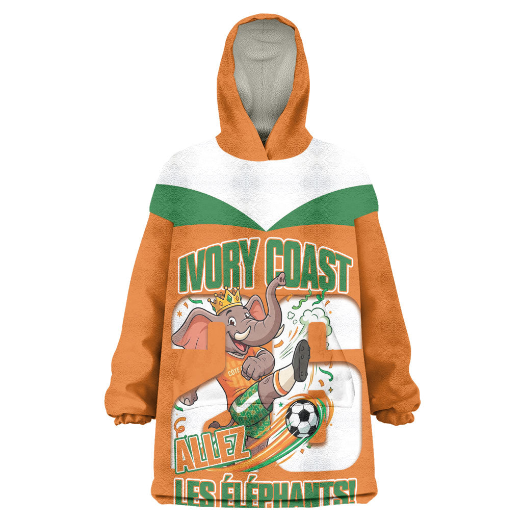 Custom Cote d'Ivoire 2026 Football Kid Wearable Blanket Hoodie Allez Les Elephant