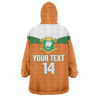 Custom Cote d'Ivoire 2026 Football Kid Wearable Blanket Hoodie Allez Les Elephant
