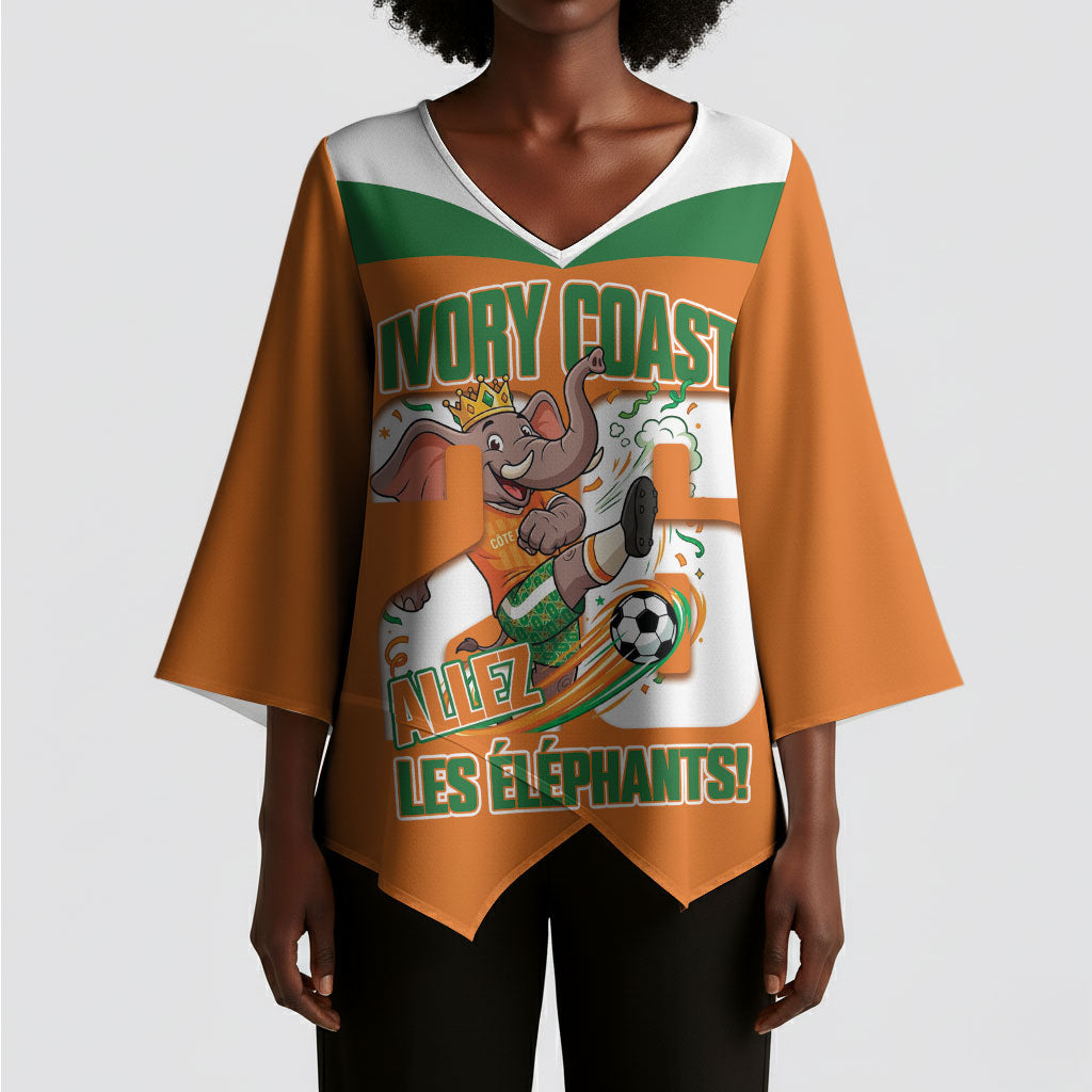 Custom Cote d'Ivoire 2026 Football Kimono Sleeve Blouse Allez Les Elephant