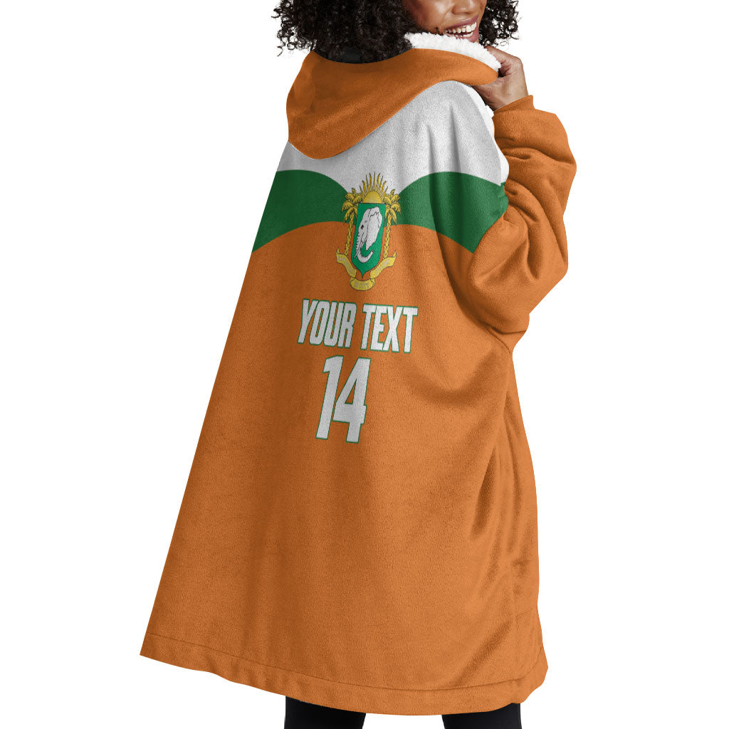 Custom Cote d'Ivoire 2026 Football Wearable Blanket Hoodie Allez Les Elephant