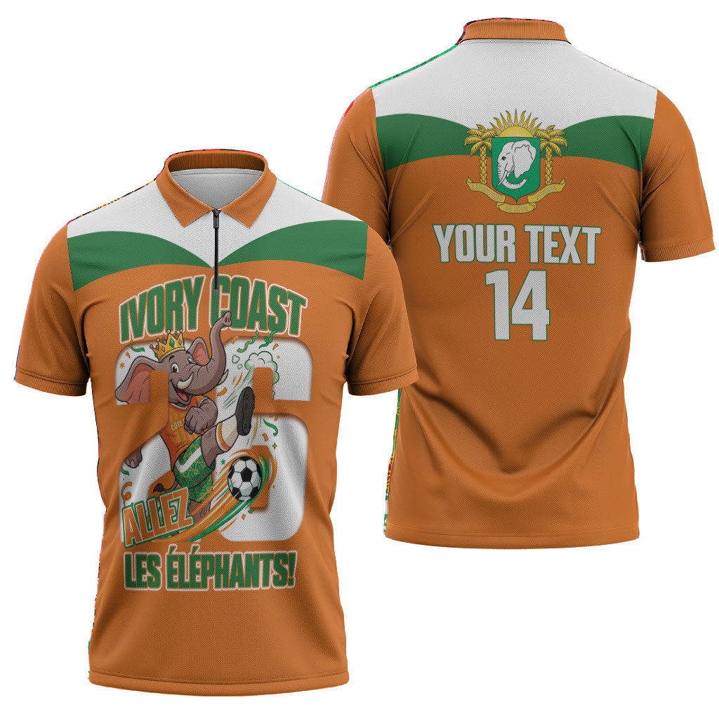 Custom Cote d'Ivoire 2026 Football Zipper Polo Shirt Allez Les Elephant
