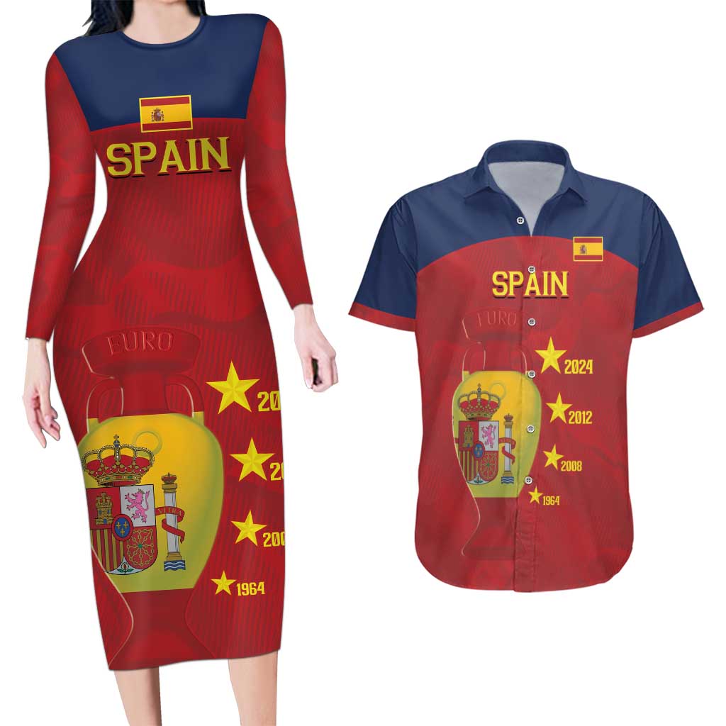 Spain Football Couples Matching Long Sleeve Bodycon Dress and Hawaiian Shirt 4th We Are The Champions - Wonder Print Shop