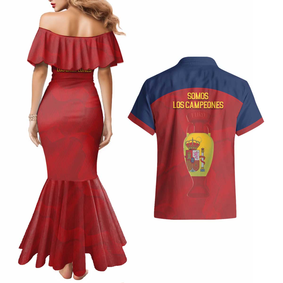 Spain Football Couples Matching Mermaid Dress and Hawaiian Shirt 4th We Are The Champions - Wonder Print Shop