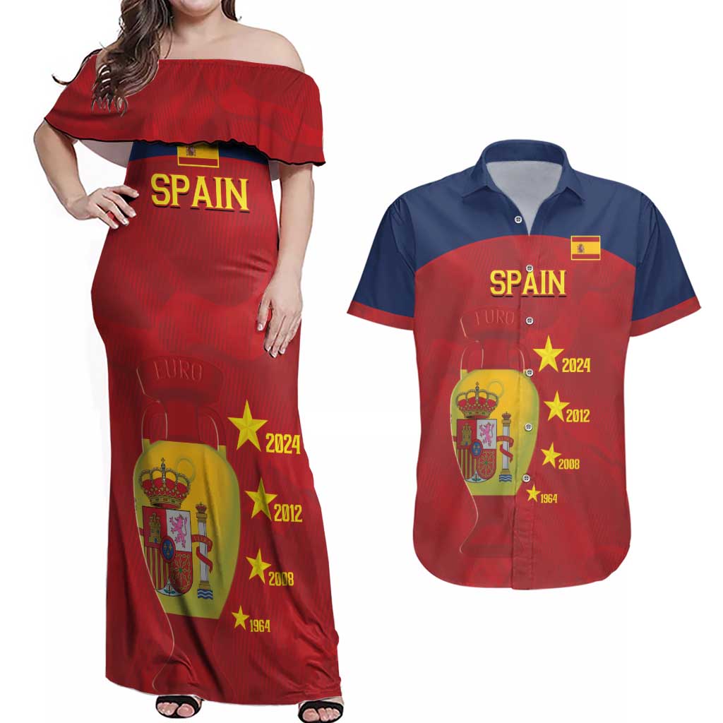 Spain Football Couples Matching Off Shoulder Maxi Dress and Hawaiian Shirt 4th We Are The Champions - Wonder Print Shop