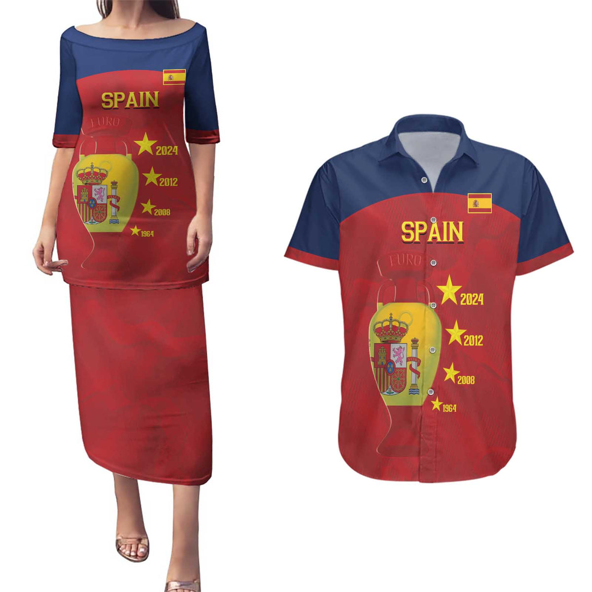 Spain Football Couples Matching Puletasi and Hawaiian Shirt 4th We Are The Champions - Wonder Print Shop