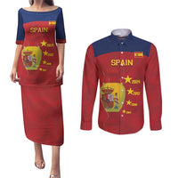 Spain Football Couples Matching Puletasi and Long Sleeve Button Shirt 4th We Are The Champions - Wonder Print Shop