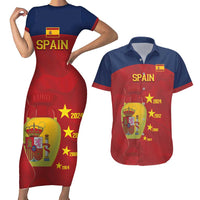 Spain Football Couples Matching Short Sleeve Bodycon Dress and Hawaiian Shirt 4th We Are The Champions - Wonder Print Shop