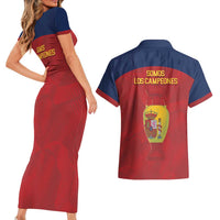 Spain Football Couples Matching Short Sleeve Bodycon Dress and Hawaiian Shirt 4th We Are The Champions - Wonder Print Shop