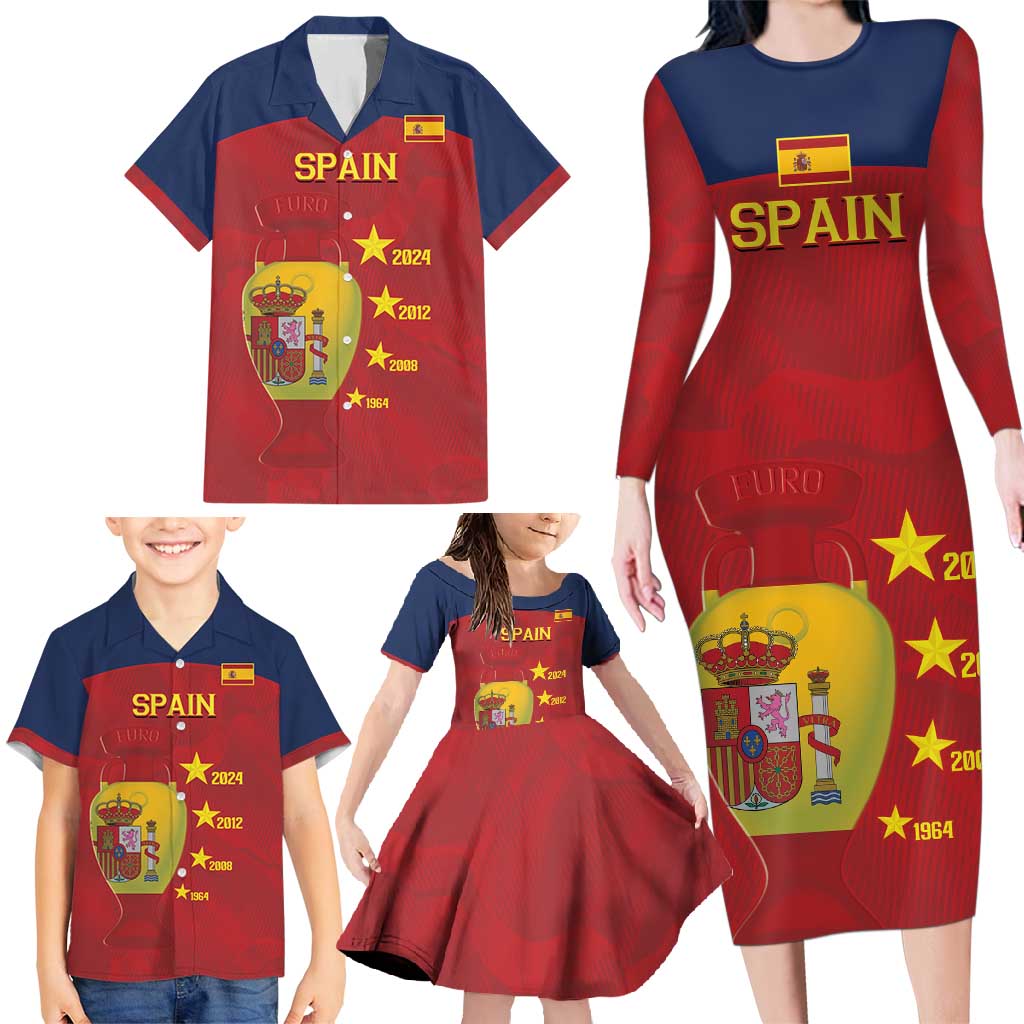 Spain Football Family Matching Long Sleeve Bodycon Dress and Hawaiian Shirt 4th We Are The Champions - Wonder Print Shop