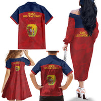 Spain Football Family Matching Off The Shoulder Long Sleeve Dress and Hawaiian Shirt 4th We Are The Champions - Wonder Print Shop