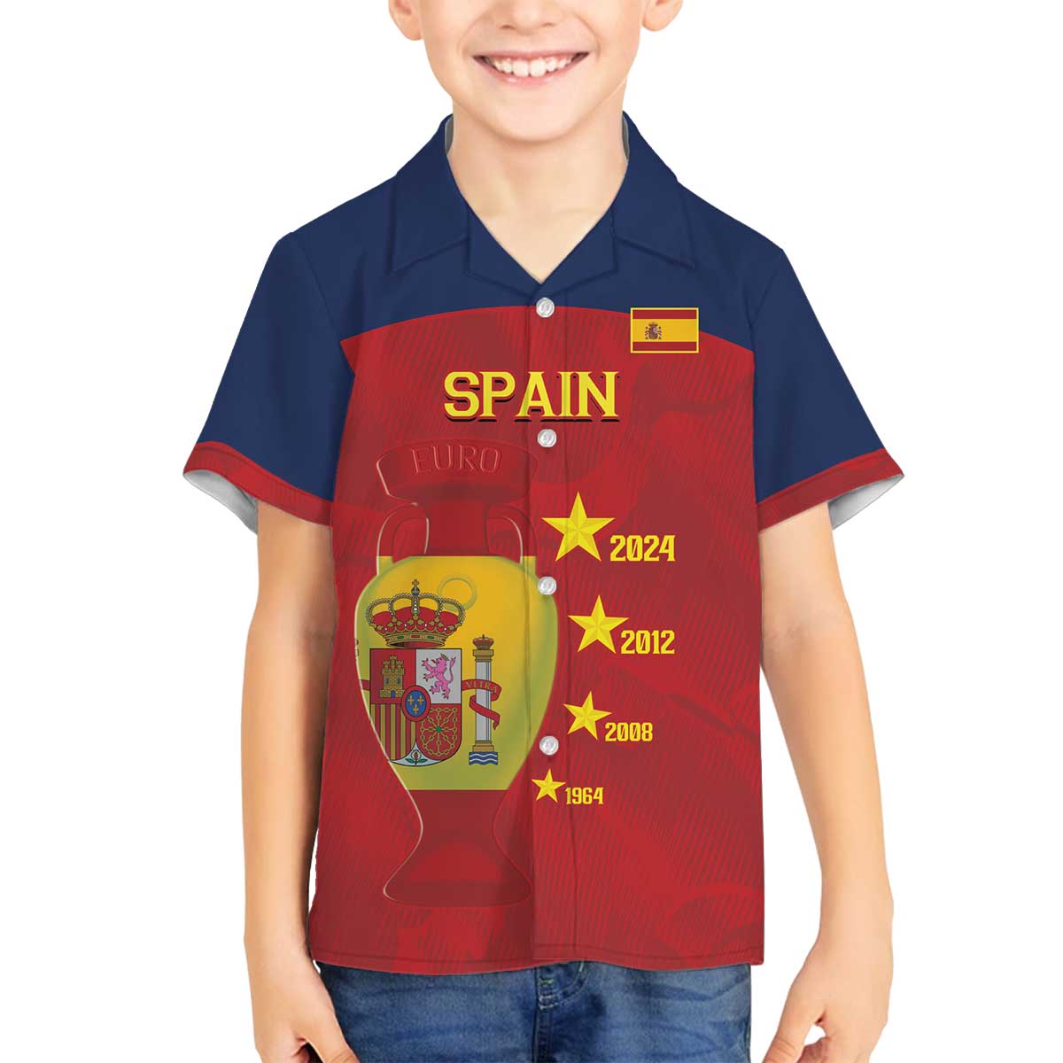 Spain Football Family Matching Off Shoulder Short Dress and Hawaiian Shirt 4th We Are The Champions - Wonder Print Shop